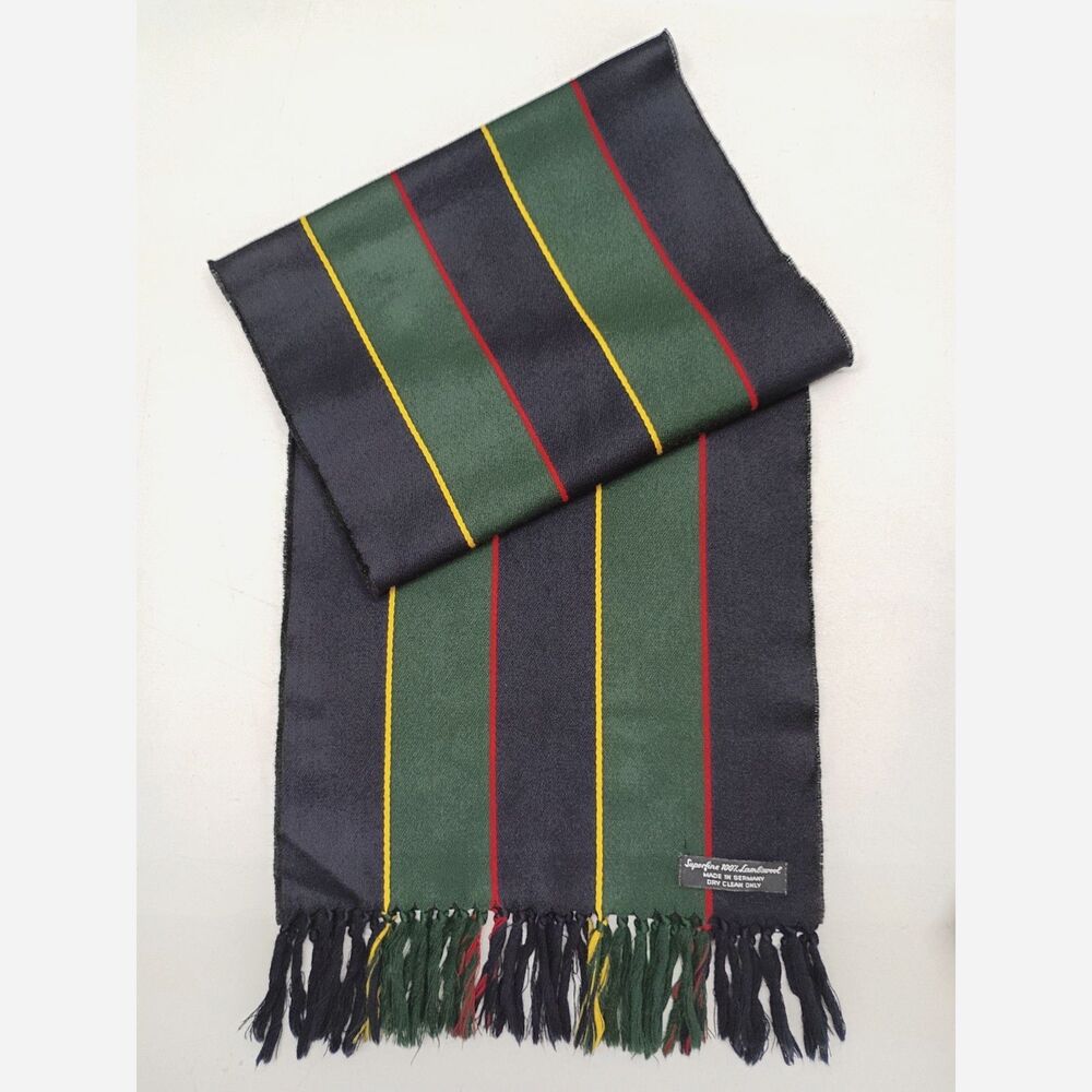 Vintage Superfine Lambswool Scarf Striped Multicolor Wrap Unisex